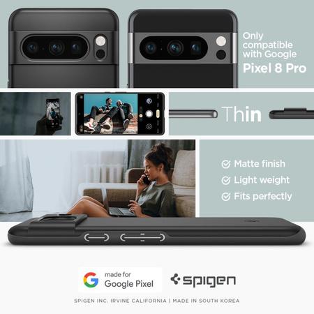 SPIGEN POKROWIEC THIN FIT DO GOOGLE PIXEL 8 PRO Z ELEGANCKIM WYKOŃCZENIEM