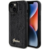 Etui Guess Sequin Script Metal na iPhone 14 / 15 / 13 - czarne