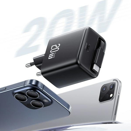 USAMS ŁADOWARKA 1XUSB-C ZE ZWIJANYM KABLEM DO TELEFONÓW APPLE DO LIGHTNING