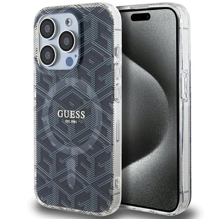 Etui Guess IML GCube MagSafe na iPhone 15 Pro Max - czarne