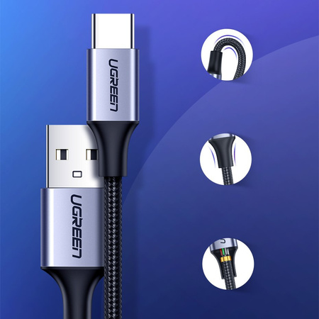 Ugreen kabel przewód USB - USB Typ C Quick Charge 3.0 3A 0,5m szary (60125)