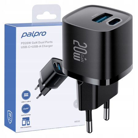 PALPRO SZYBKA ŁADOWARKA DO TELEFONU 2X USB-C USB-A KOSTKA DO ŁADOWARKI 20W