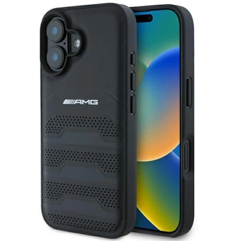 MERCEDES ETUI CASE POKROWIEC DO IPHONE 16 SKÓRZANE Z DEBOSSED LINES Z LOGO