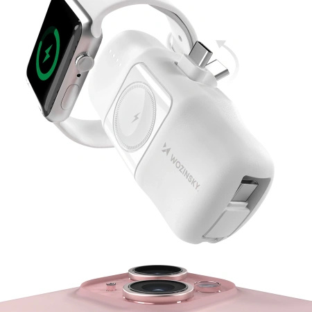 WOZINSKY MINI POWERBANK DO APPLE WATCH 5000MAH Z KABLEM USB-C ŁADOWANIE 15W