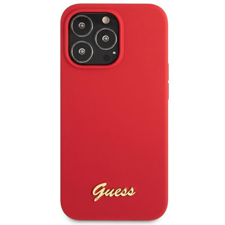 Etui Guess GUHCP13XLSLMGRE na iPhone 13 Pro Max 6.7" czerwony/burgundy Silicone Vintage Gold Logo
