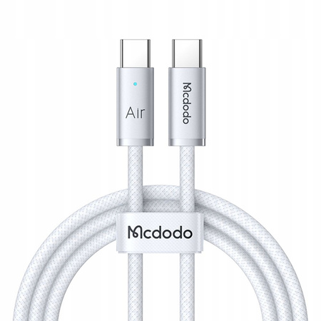 MCDODO KABEL USB-C USB-C SZYBKIE ŁADOWANIE USB TYP C 240W 1M LED BIAŁY