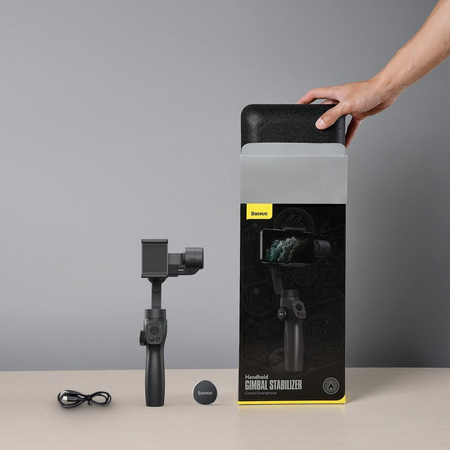 Baseus 3 osiowy Gimbal do telefonu smartfona ręczny stabilizator obrazu do filmów i zdjęć Live Vlog YouTube TikTok  szary (SUYT-0G)