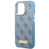 Etui Guess GUHMP14LU4GPRB na iPhone 14 Pro - niebieskie 4G Logo Plate MagSafe