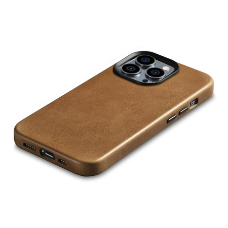 iCarer Oil Wax Premium Leather Case skórzane etui iPhone 14 Pro magnetyczne z MagSafe brązowy (WMI14220702-TN)