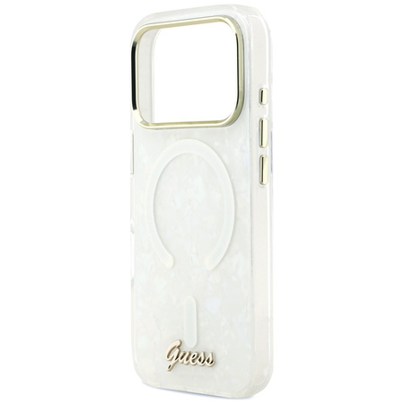 Etui Guess IML Shell Script Metal        MagSafe do iPhone 17 Pro Max biały