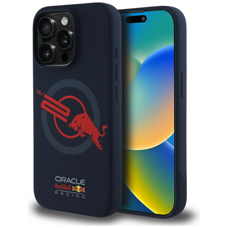 Etui Red Bull HC Silicone ORBR20 Logo    Red Lining do iPhone 15 Pro MagSafe granatowy