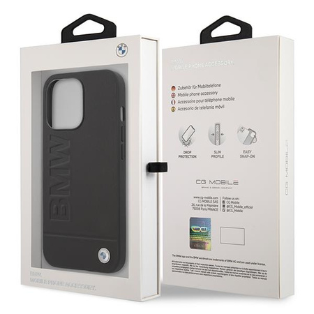 Etui BMW BMHMP14XSLLBK na iPhone 14 Pro Max - czarne Signature Logo Imprint Magsafe