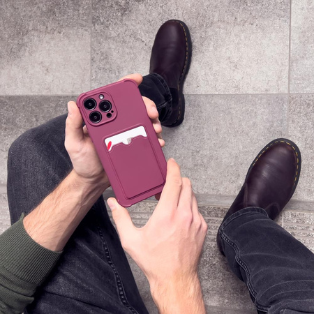Card Armor Case etui pokrowiec do Xiaomi Redmi 10X 4G / Xiaomi Redmi Note 9 portfel na kartę silikonowe pancerne etui Air Bag malinowy