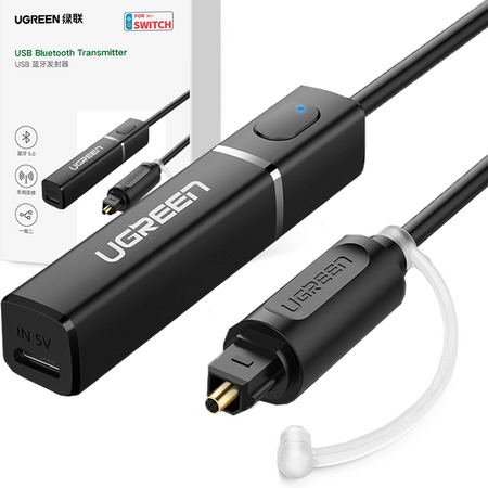 Ugreen transmiter Bluetooth 4.2 bezprzewodowy adapter audio Toslink czarny (50213 CM150)