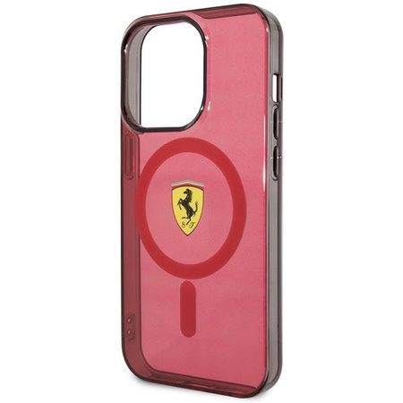 Etui Ferrari FEHMP14LURKR na iPhone 14 Pro - czerwone Translucent Magsafe