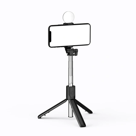HURTEL SELFIE STICK TEELESKOPOWY TRIPOD Z OKRĄGŁĄ LAMPĄ DO TELEFONÓW 0.71M