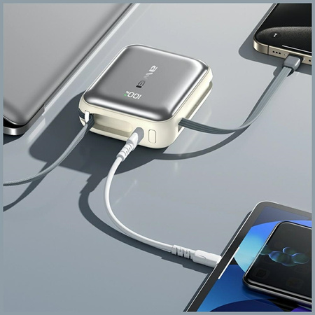 Powerbank Awei C03 20000mAh 45W USB-A/USB-C + kable Lightning/USB-C srebrny