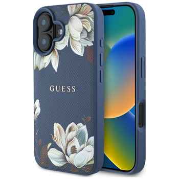 GUESS ETUI POKROWIEC TPU DO IPHONE 16 DO MAGSAFE GRANULOWANY WZÓR KWIATOWY