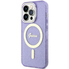 Etui Guess GUHMP14LHCMCGU na iPhone 14 Pro purpurowy/purple hardcase Glitter Gold MagSafe