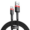 Baseus Cafule Cable wytrzymały nylonowy kabel przewód USB / USB-C QC3.0 3A 1M czarno-czerwony (CATKLF-B91)