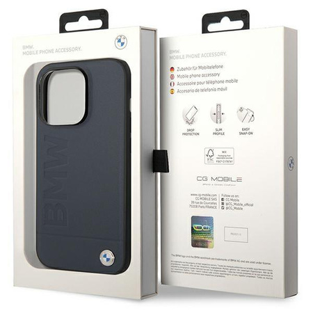 Etui BMW BMHMP14XSLLna iPhone 14 Pro Max - granatowe Leather Hot Stamp MagSafe