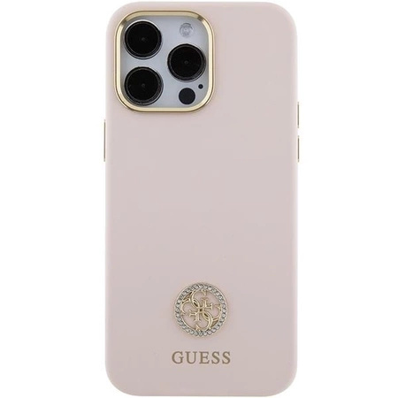 Etui Guess Silicone Logo Strass 4G do iPhone 15 Pro Max - różowe