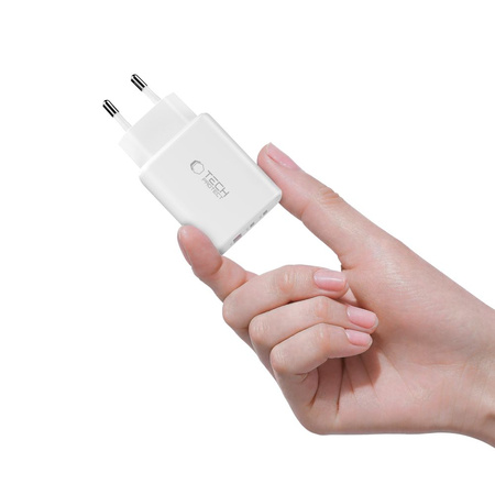 TECH-PROTECT NCA65W-GAN 3-PORT NETWORK CHARGER PD 65W / QC3.0 WHITE