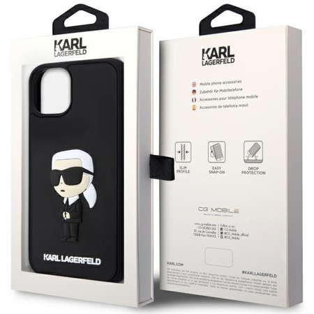 Etui Karl Lagerfeld KLHCP14M3DRKINK na iPhone 14 Plus 6.7" - czarne Rubber Ikonik 3D