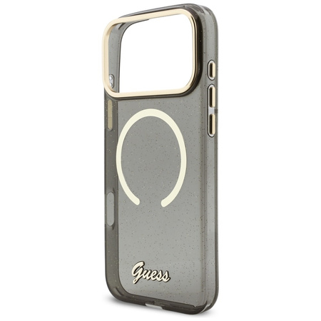 Etui Guess IML Glitters Script Strap     MagSafe do iPhone 17 Pro Max czarny