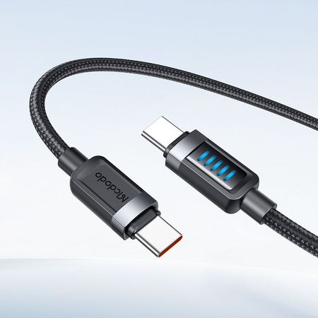 MCDODO KABEL USB-C USB-C SZYBKIE ŁADOWANIE USB TYP C PD 240W 1M LED CZARNY