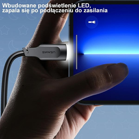 USAMS KABEL USB-C DO LIGHTNING IPHONE 12 13 14 15 20W PD FAST CHARGING 1,2M