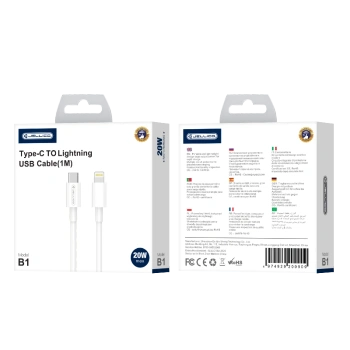 JELLICO kabel B1 USB-C - Lightning PD 20W 1M Biały