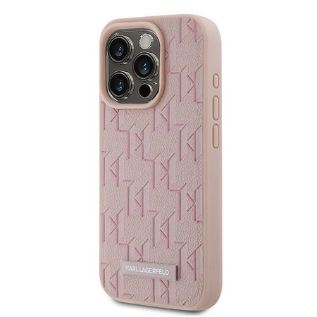 KARL LAGERFELD CASE DO IPHONE 15 PRO MAX 6.7 LEATHER MONOGRAM METAL LOGO