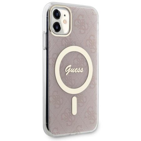 Etui Guess GUHMN61H4STP na iPhone 11 - różowe 4G MagSafe