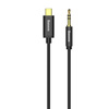 Baseus kabel audio stereo przejściówka AUX 3,5 mm mini jack - USB Typ C do telefonu tabletu 120cm czarny (CAM01-01)