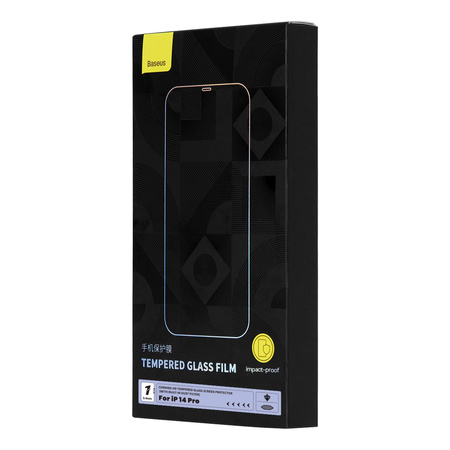 Baseus szkło hartowane do iPhone 14 Pro na cały ekran z osłoną na głośnik 0.4mm + zestaw montażowy