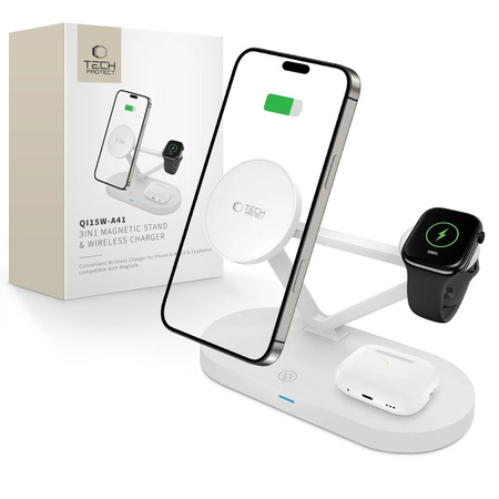TECH-PROTECT ŁADOWARKA 3W1 DO MAGSAFE IPHONE 12 13 14 SZYBKIE ŁADOWANIE 15W