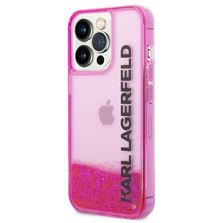 Etui Karl Lagerfeld KLHCP14LLCKVF na iPhone 14 Pro - różowe Liquid Glitter Elong