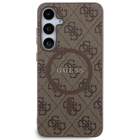Etui Guess 4G Collection Leather Metal Logo MagSafe na Samsung Galaxy S24+ - brązowe