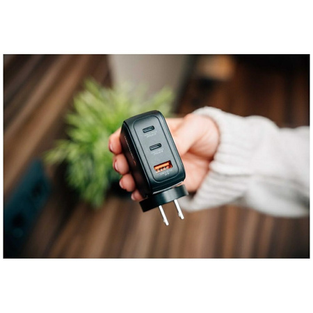 Ładowarka sieciowa Verbatim Mini GaN 65W 2xUSB-C PD/1x USB-A QC adapter UE/UK/USA czarny 30238