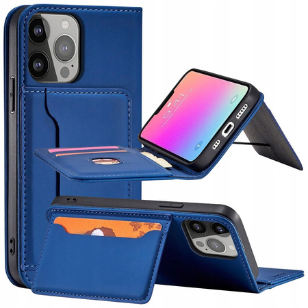 Magnet Card Case etui Samsung Galaxy S23 pokrowiec z klapką portfel podstawka niebieskie