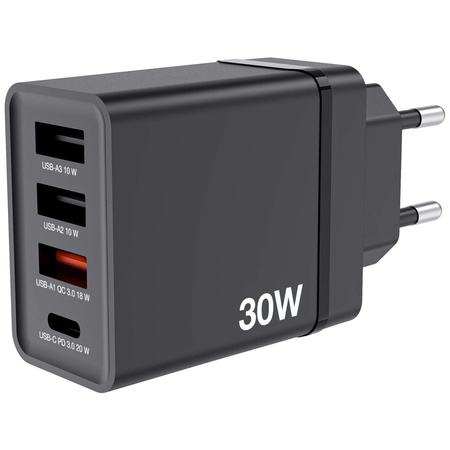 VERBATIM ŁADOWARKA 30W 3XUSB-A USB-C DO IPHONE ANDROID SZYBKI CHARGE PD 3.0