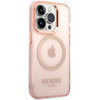 Etui Guess GUHMP14XHTCMP na iPhone 14 Pro Max - różowe Gold Outline Translucent MagSafe