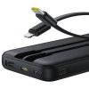 Powerbank Baseus Lipow 10000mAh 22.5W z podwójnym wbudowanym kablem z wyświetlaczem (z dodatkowym czarnym kablem Baseus Simple USB-A - USB-C 3A 0,2m) - czarny