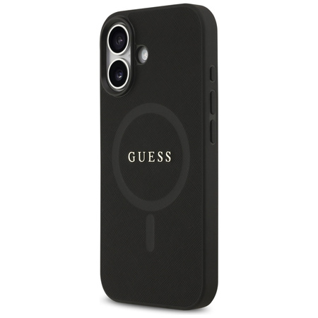 Etui Guess Saffiano Classic Logo MagSafe do iPhone 17 czarny