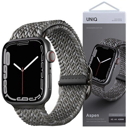 UNIQ pasek Aspen Apple Watch 44/42/45mm Series 4/5/6/7/8/SE/SE2 Braided DE szary/pebble grey