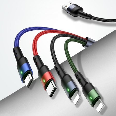 USAMS KABEL PLECIONY 4W1 DO DO LIGHTNING MICROUSB USB-C 0.35M ŁADOWANIE