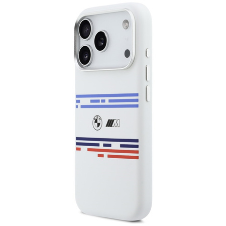 Etui BMW M Silicon Horizontal Line       MagSafe do iPhone 17 Pro biały