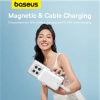 Powerbank Baseus Magnetic Mini MagSafe 10000mAh 30W z wbudowanym kablem USB-C - biały + kabel Baseus Simple Series USB-C - USB-C 60W 0.3m