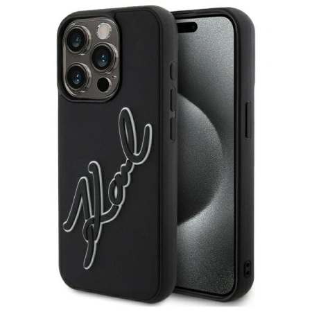 KARL LAGERFELD ETUI HARDCASE DO IPHONE 15 PRO 6.1 3D RUBBER SIGNATURE